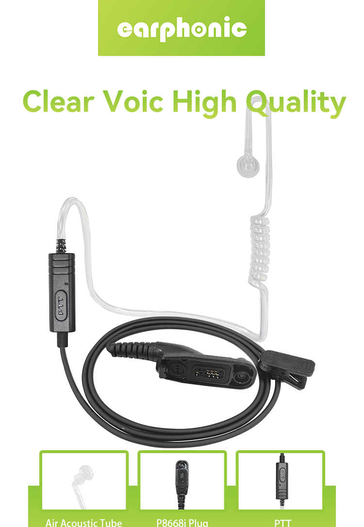 acoustic tube earphone for walkie talkie